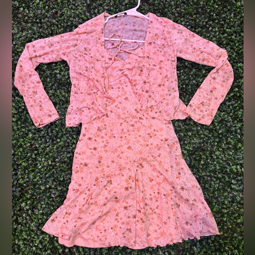 T.J.Maxx Pink Floral Dress with Cover Up.